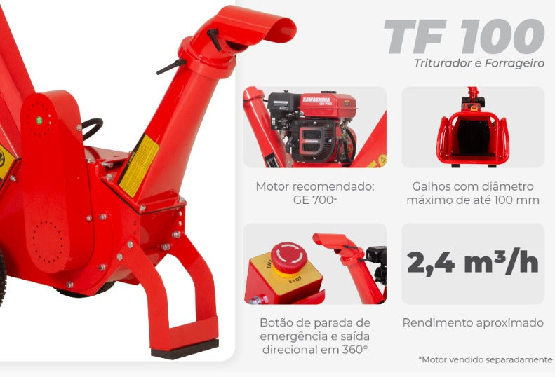 Tf100 Kawashima  Triturador De Galhos Até 100 Mm Sem Motor